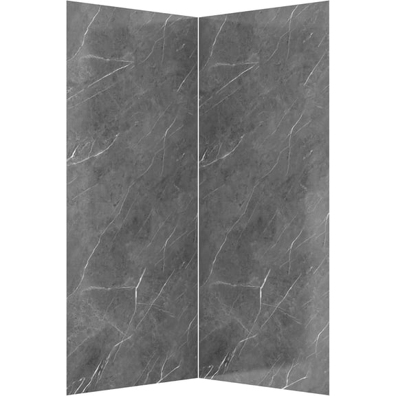 Streamline DSH-1260-124 36 in. L x 36 in. W. x. 76 in. H 2-Piece Glue-Up Corner Shower Surround in Grey Marble Finish