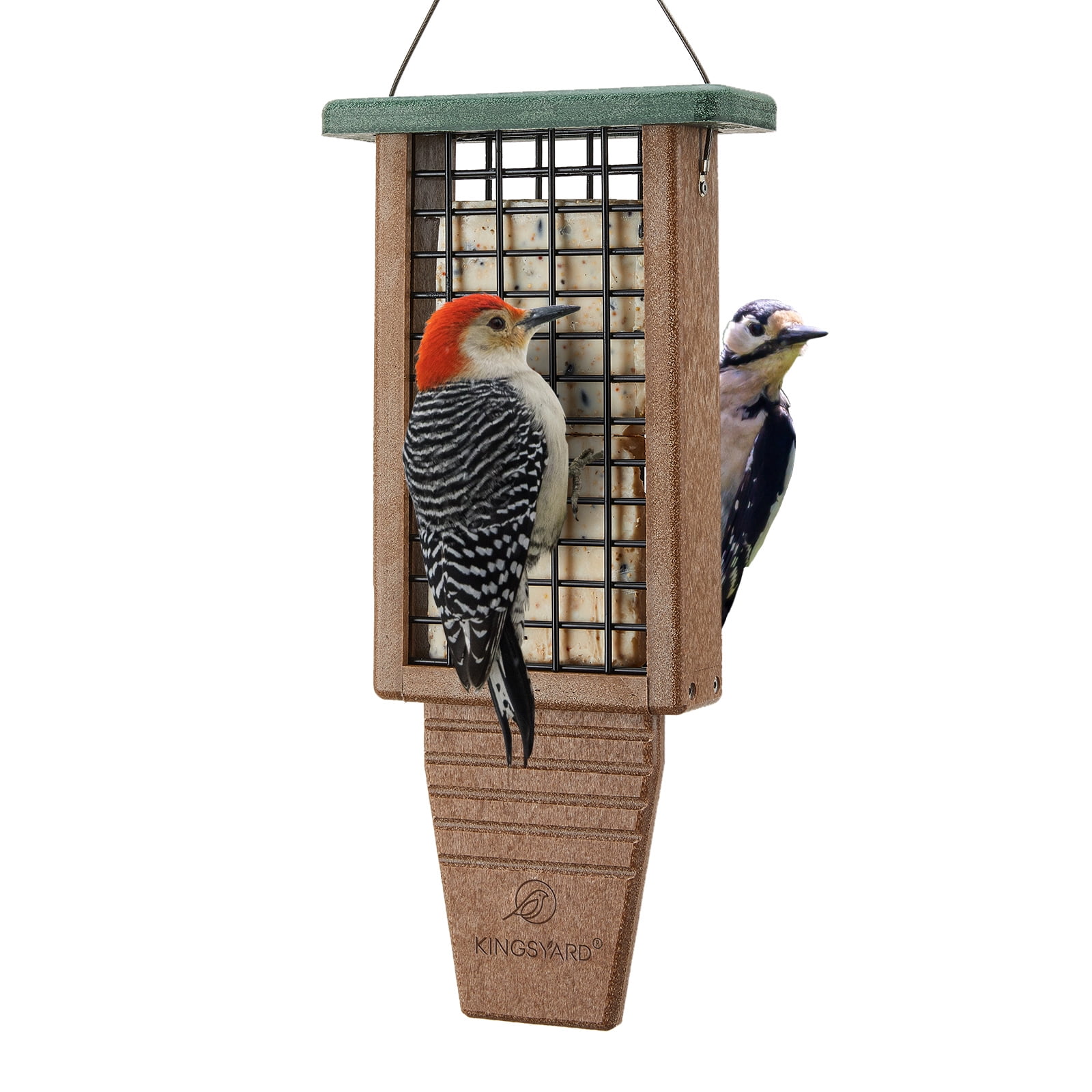 Kingsyard Recycled Plastic Suet Bird Feeder, Double Capacity Tail-Prop