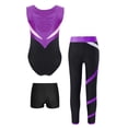 thumbnail image 4 of Haitryli Gymnastics Leotards for Girls Ballet Leotards with Tumbling Shorts Yoga Leggings and Hairband Purple&Black 10, 4 of 7
