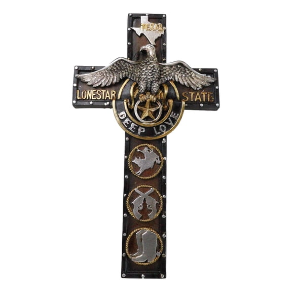 Western Rodeo Cowboy Pistols Spur Boots Texas Lone Star State Eagle Wall Cross