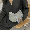 thumbnail image 3 of Women Retro Corduroy Solid Color Underarm Bag Chain Small Handbags (Grey), 3 of 6