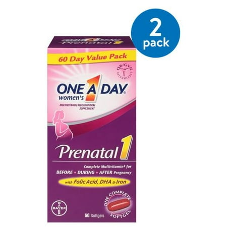 (2 Pack) One A Day Women's Prenatal 1 Multivitamins, 60