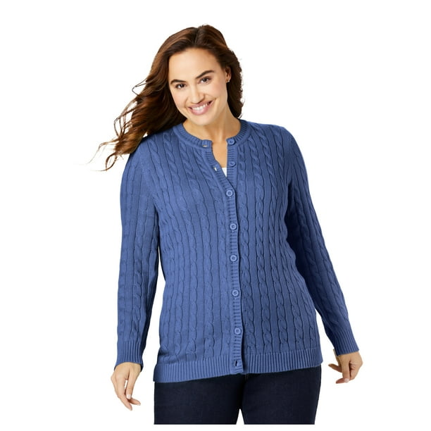 Woman Within Plus Size Cable Knit Cardigan Woman Within Plus Size Cable Knit Cardigan