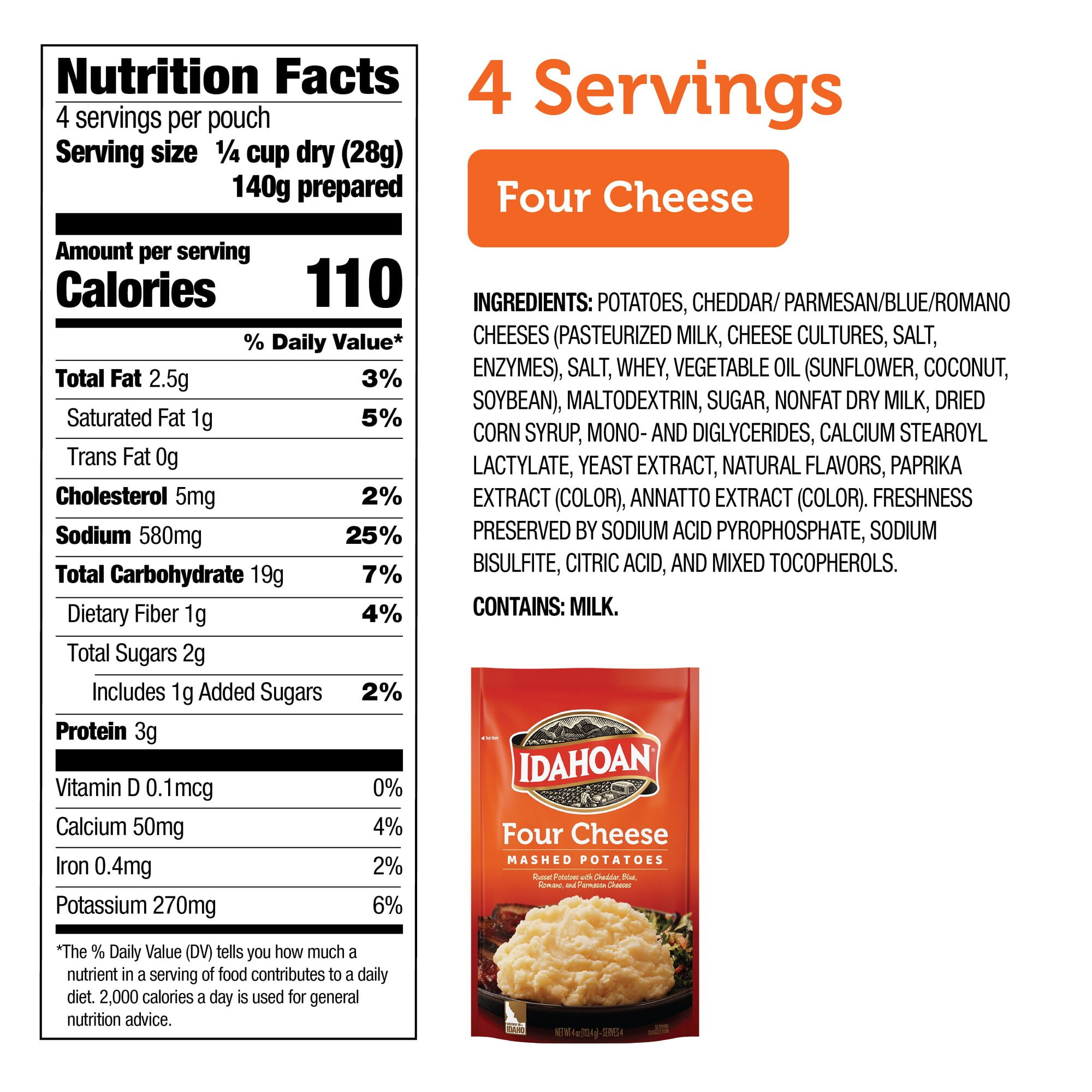 (12 pack) Idahoan Four Cheese Mashed Potatoes, 4 oz Pouch