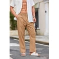 thumbnail image 3 of COOFANDY Men's Casual Linen Cotton Pants Elastic Waist Summer Beach Trousers Lightweight Yoga Vacation Pants, 3 of 7