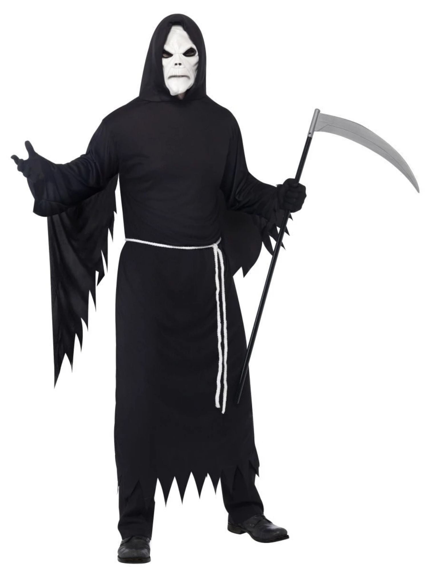 49" Black and White Grim Reaper Men Adult Halloween Costume Large