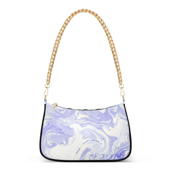 Abstract Purple Marble Womens Chain Shoulder Bag Tote Handbag Clutch Hobo Purse with Zipper for Travel Casual