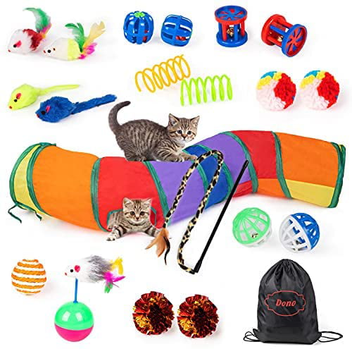 Kitten 21PCS Cat Kitten Tunnel Interactive Toy Includes Kitty Tunnel Great for Cat Small Pets 3 Way Tube Cat Tunnel Toy Rabbit Cat Tunnel for Indoor Cats 