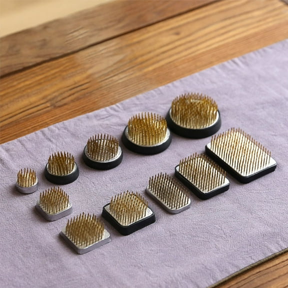 Topbathy Round Black Flower Frog Pin Made for Flower Arrangement with Rubber Base Gasket