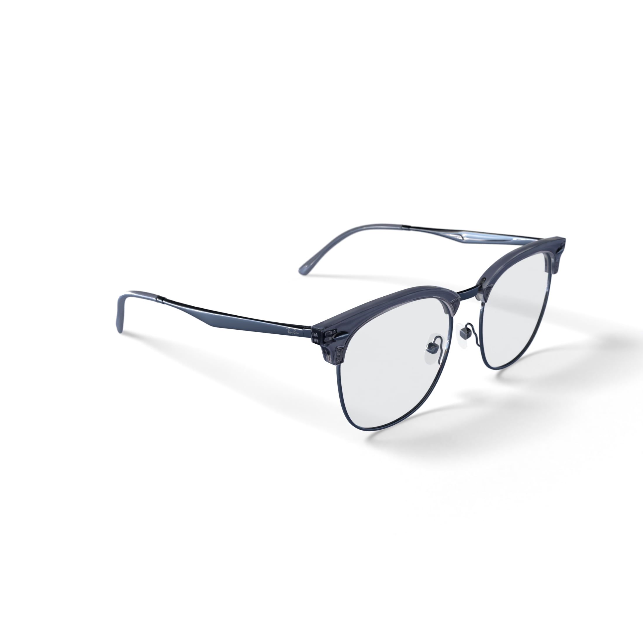 Ray-Ban Unisex Size 54 Square RB7318D Optics Prescription Eyeglasses with Case, Transparent Gray on Silver/Demo Lens