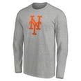 thumbnail image 2 of Men's Heather Gray New York Mets Official Team Logo Long Sleeve T-Shirt, 2 of 3