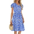 thumbnail image 5 of Fantaslook Women Summer Dresses V Neck Ruffle Sleeve Casual Flowy Sundresses Button Floral Midi Dress with Pockets, 5 of 9