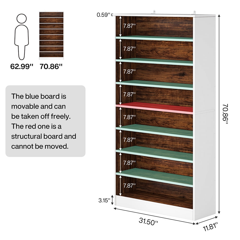 Hommoo Modern Wood Freestanding Shoe Cabinet, 8 Tiers 40-45 Pairs Shoe Storage Rack Organizer for Entryway, White & Brown