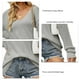 thumbnail image 5 of Tops de punto huecos para mujer, blusa de manga larga con cuello redondo de Color puro informal transpirable para fiesta de citas, gris M, 5 of 6