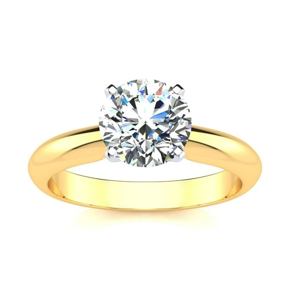 SuperJeweler 1 1/2 Carat Moissanite Engagement Ring in 14K Yellow Gold for Women