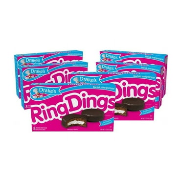 Drake's Ring Dings, 10 count per box, 14.44oz of Frosted Creme Filled Devil's Food Cakes (6-Boxes)