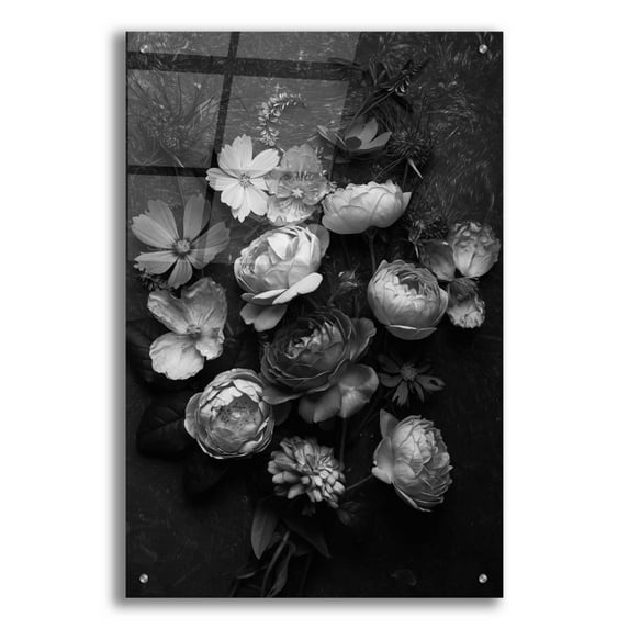 Epic Art 'A Monochrome Pocket Full of Posies' by Leah McLean, Acrylic Glass Wall Art, 24"x36"