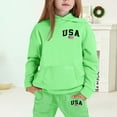thumbnail image 2 of Tween Girls Outfits Sets Winter Hoodie Joggers Comfy Casual Kids Print Cute Girls' Fall Clothing Sets Light Green Size 12-13T, 2 of 4