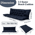 thumbnail image 3 of SDJPOI Porch Swing Replacement Cushion, 4" Thick Waterproof 2-3 Seater Bench Cushion with Backrest, Outdoor Swing Cushions for Outdoor Furniture（Navy Blue,70*40in）, 3 of 6
