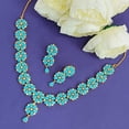 thumbnail image 2 of Efulgenz Cubic Zirconia Bridal Necklace Set Blue CZ Bridal Jewelry Set for Women Choker Collar Floral Necklace Set Dangle Earrings Wedding Rhinestone Crystal, 2 of 5