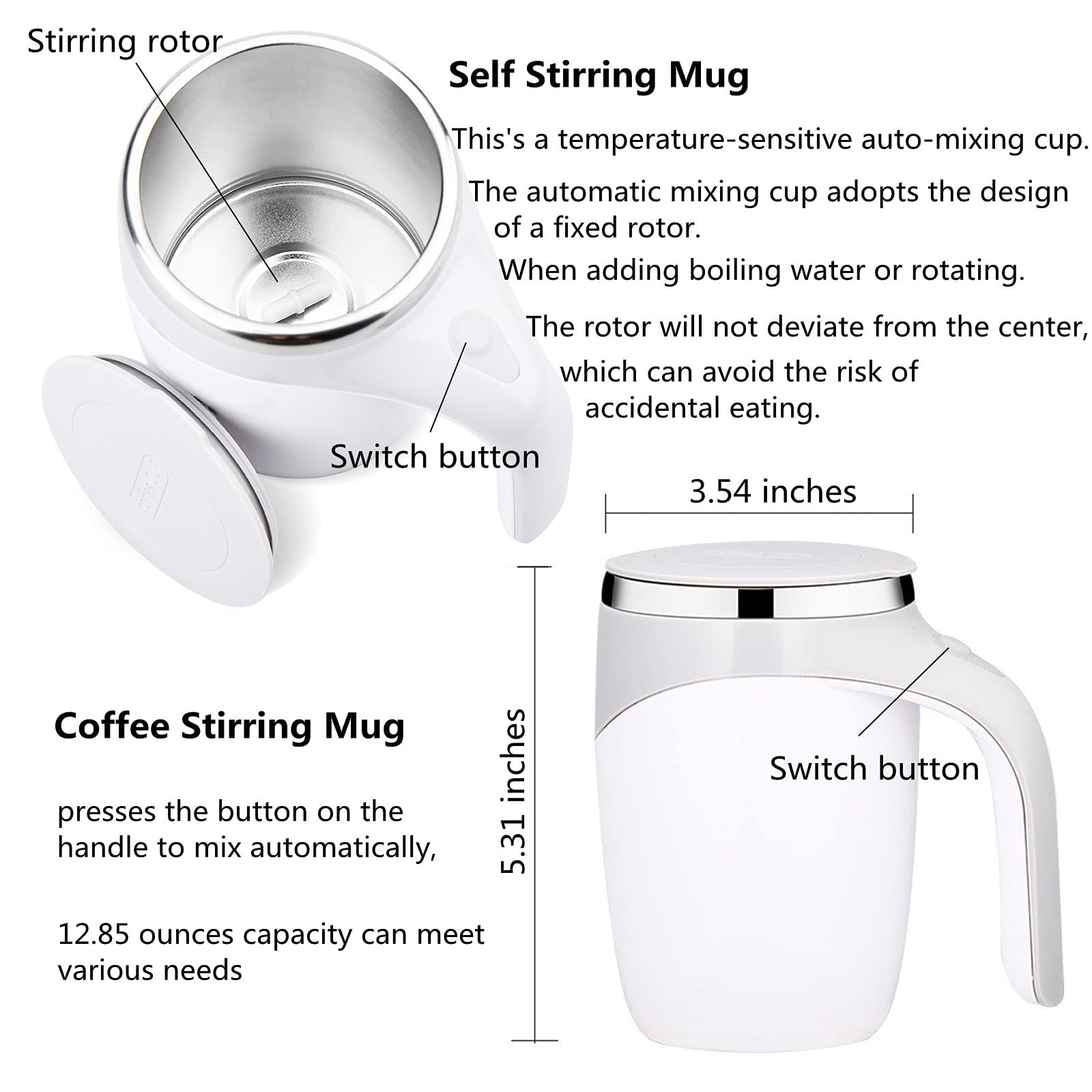 Rechargeable Self Stirring Coffee Mug Auto Magnetic Insulated Rotating Mixing  Cup Stainless Steel Travel Coffee Cup for Office/Kitchen/Travel/Home Coffee/Tea/Hot  Chocolate/Milk 12.9 OZ (Brown) - Yahoo Shopping