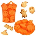 thumbnail image 1 of Juego de 2 moldes para hornear de calabaza fantasma de Halloween de silicona, molde antiadherente para hornear pasteles de gelatina de Chocolate para regalo de fiesta, moldes de jabón hechos a mano con forma de fantasma de murciélago de calavera Zhivalor BST3141157, 1 of 8