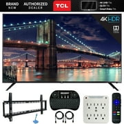 TCL 55R617 55-inch Class 6-Series 4K HDR Roku Smart TV (2018 Model) Bundle with 37-70-inch Low Profile Wall Mount Kit, Deco Gear Wireless Keyboard and 6-Outlet Surge Adapter with Night Light