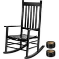 thumbnail image 2 of SPECSTAR Oversized Wooden Rocking Chair with Anti-Slip Strips for Noise Reduction, Suitable for Indoor, Porch, Garden, Black, 2 of 8