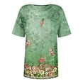 thumbnail image 4 of YDFCWXW Short Sleeve Tops for Women Summer V Neck Shirts Casual Loose Fit Printed Blouses Green, XXL, 4 of 4