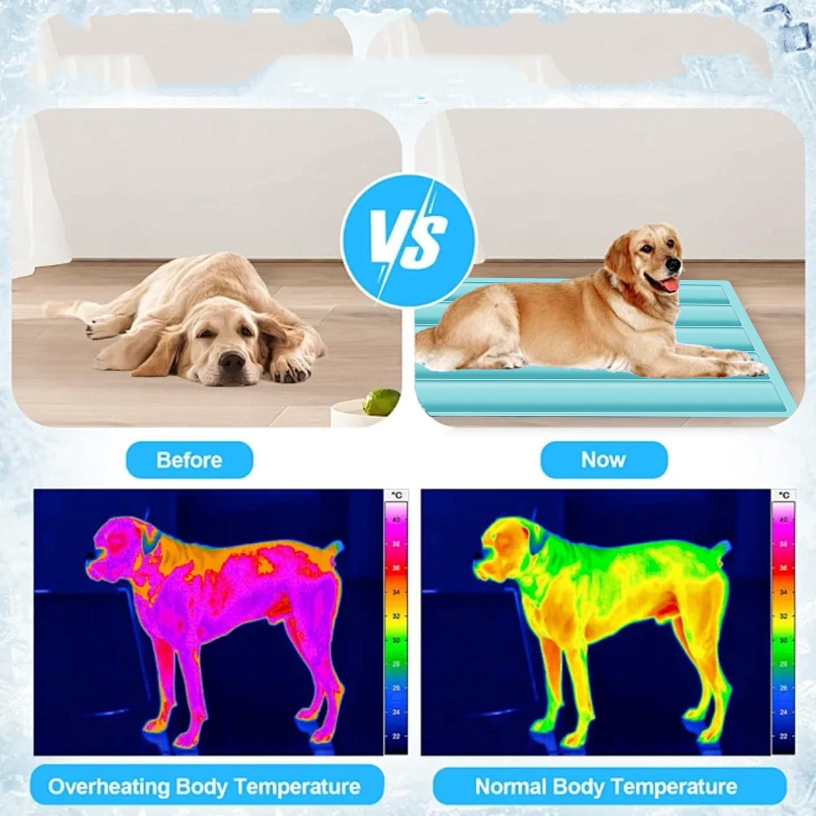 Pet Cooling Mat, Ice Gel Cushion for Dogs & Cats, Summer Cool Pad with Thickened Pressure Material, Waterproof Pet Bed, Portable Foldable Dog Cat Cooling Mat