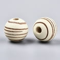 thumbnail image 2 of 10 pc Painted Natural Wood Beads Laser Engraved Pattern Round with Zebra-Stripe Light Yellow 15.5~16.5x15mm Hole: 4mm, 2 of 2