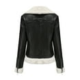 thumbnail image 4 of QATAINLAV Womens Faux Shearling Moto Jacket Fashion Leather Motorcycle Jackets Fall Winetr Long Sleeve Fleece Lined Coat, Black, XXL, 4 of 10