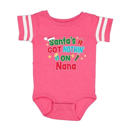 

Inktastic Santa s Got Nothin on Nana with Christmas Presents Gift Baby Boy or Baby Girl Bodysuit