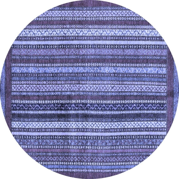 Ahgly Company Machine Washable Indoor Round Abstract Blue Modern Area Rugs, 6' Round