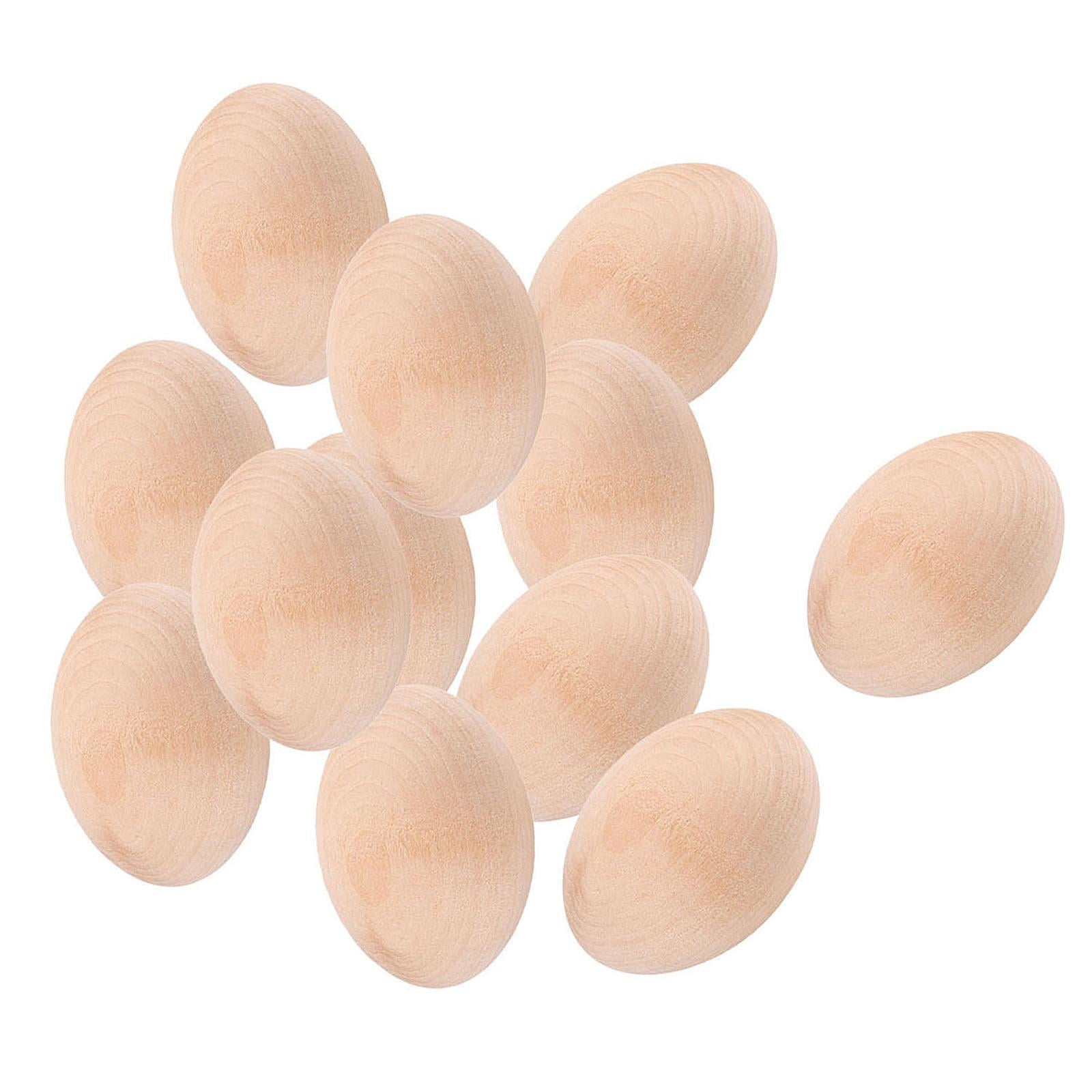 QccHieUs Unfinished Easter Eggs Party Favors Decoration Hanging Ornaments Wood Blank Eggs 12pcs 1.8x1.3inch