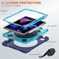 thumbnail image 6 of For iPad Pro 11 inch 2022/2021/2020/2018 Case, 360 Rotatable Handle Stand, Shoulder Strap, Drop-Proof Design, NavyBlue Blue, 6 of 7