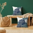 thumbnail image 4 of Navy Blue White Pillow Covers 18x18 Set of 2, Summer Dahlia Floral Decorative Throw Pillows Linen Geometric Flower Modern Style Cushion Pillow Covers for Sofa Couch Outdoor Decor, 4 of 6