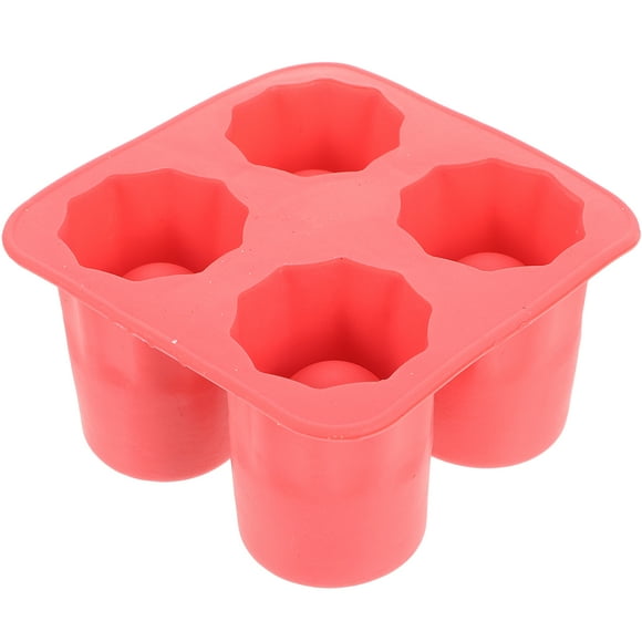 Molde de vidrio de cubo de hielo con tirador de silicona con forma de 4 tazas Molde de hielo fresco de verano Bandeja de cubitos de hielo