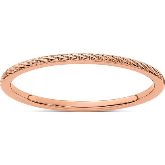10K Rose Gold 1.2mm Twisted Wire Pattern Stackable Band (Size 6) Made In United States 1stk22-120r-6