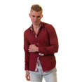 thumbnail image 3 of Dark Red Mens Slim Fit Designer Dress Shirt - tailored Cotton Shirts for Work, XXL, 3 of 5