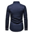 thumbnail image 3 of Bcfgryg Mens Long Sleeved Youth Fashion Casual Lapel Slim Fit Color Shirt Men Shirts Casual Blue XXL, 3 of 5