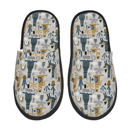 Balery Llama and Cactus1 Slient Indoor Furry Fleece Comfort House Shoes Soft Non-Slip Home Shoes Cotton slippers House Slippers-- Large