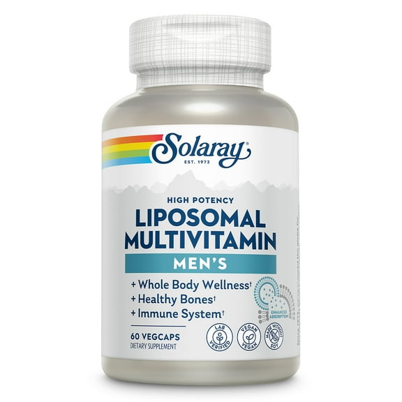 Solaray Liposomal Multivitamin for Men, Enhanced Absorption Immune, Energy & Bone Support Supplement, Mens Daily Multi Vitamin, BCAA’s, Vitamin D3, C, B12, Zinc, Vegan, Soy Free, 30 Serv, 60 VegCaps