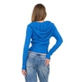 thumbnail image 4 of Forever 21 Women's Bright Blue Hooded Cable Knit Cardigan Sweater, L, 4 of 7