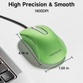 thumbnail image 5 of Wired Mouse, USB-A Wired , 1400 DPI Optical Tracking, 5 Buttons,Ergonomic Cord Mouse for PC/Mac/Laptop-Light Green, 5 of 8