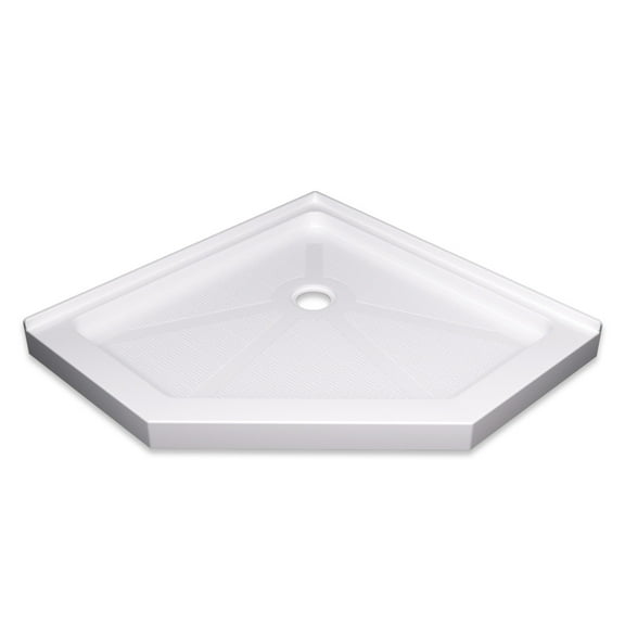 Neo-Angle Shower Base 36x36 Inch White for Bathroom Walk-In Shower with Anti-Slip Surface and Easy Drain Installation