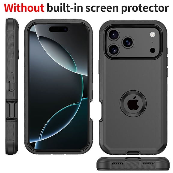 Misty for iPhone 17 Pro Max Case Military Grade Heavy Duty Protection 3 in 1 Shockproof Durable Detachable iPhone 17 Pro Max 6.9 inch 2025 Phone - Black