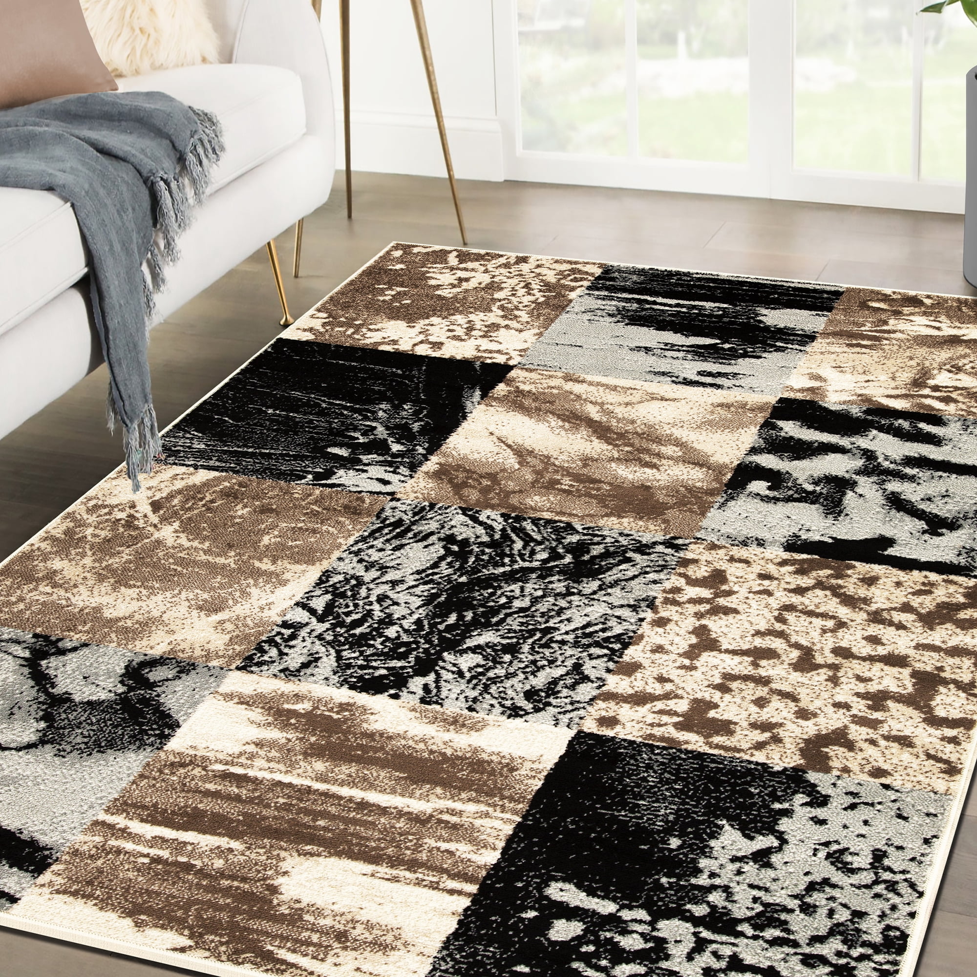 Superior Brentwood 4' x 6' Area Rug, Modern Abstract Rugs for Living Room Bedroom, Beige