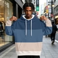 thumbnail image 2 of Fabrcox Mens Pullover Hoodie Fleece Lined Striped Oversized Hooded Sweatshirt Men Y2k Color Block Fall Winter Warm Athletic Long Sleeve Hoodies for Men with Kangaroo Pocket Gray XXXL, 2 of 6