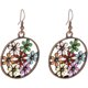thumbnail image 1 of Pendientes de botón, bohemios, con flores multicolores, redondos y huecos, con gancho colgante, accesorios de joyería para adolescentes., 1 of 5